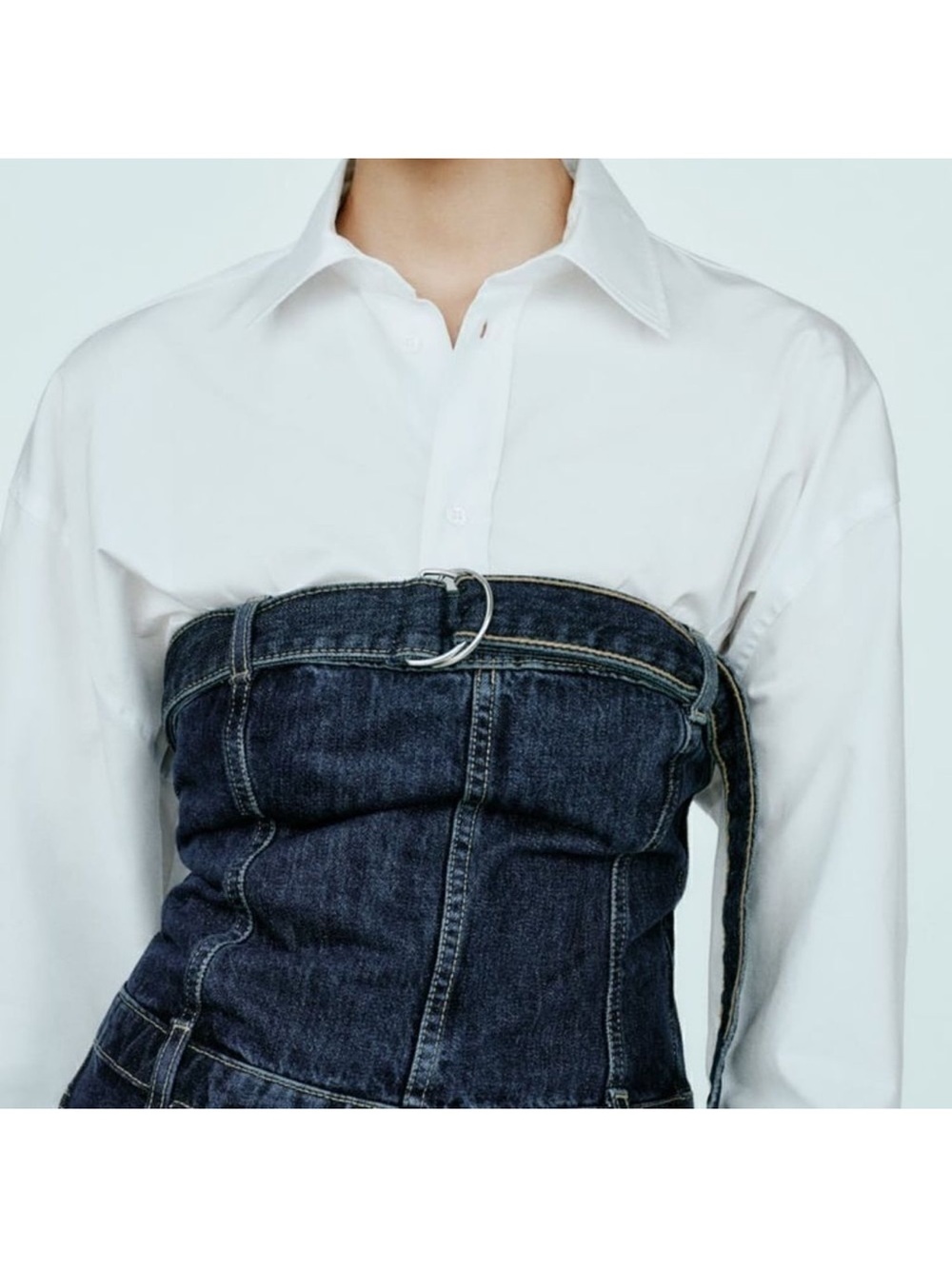 🥳 HP 🥳 Zara Strapless TRF Denim Jumpsuit Dark Wash Small NWOT Romper Outfit New - Picture 10 of 12